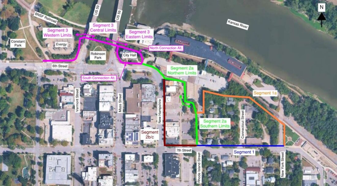 Report recommends routing Lawrence Loop down Seventh and New Hampshire; city told consultants not to consider going through Riverfront